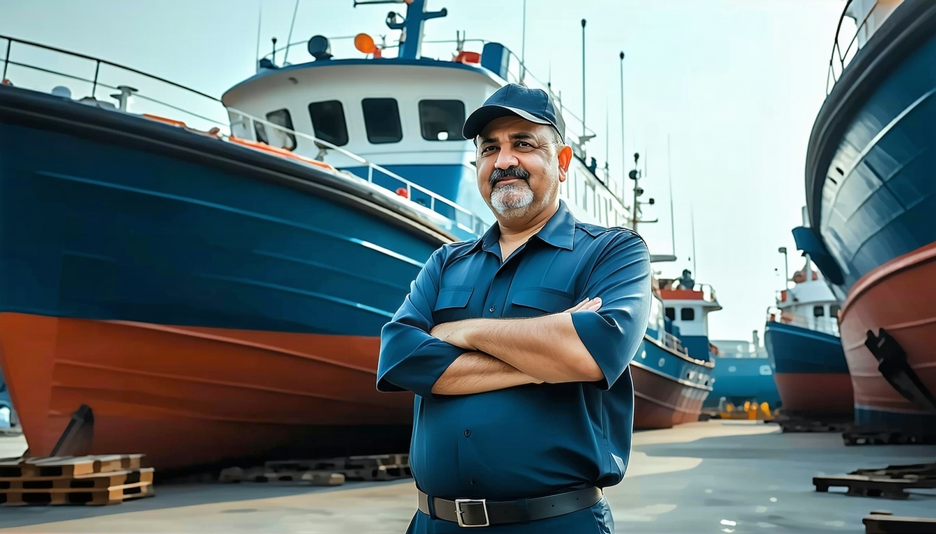 Founder Ekber Onuk overseeing patrol boat production at shipyard