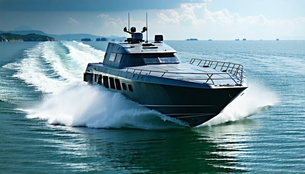 AI-powered patrol boat on open water