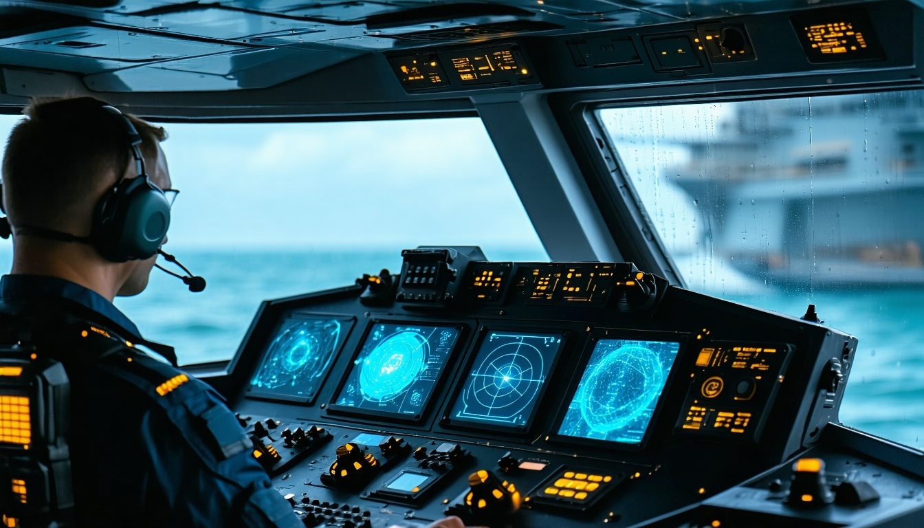 Advanced AI technology interface on a patrol boat